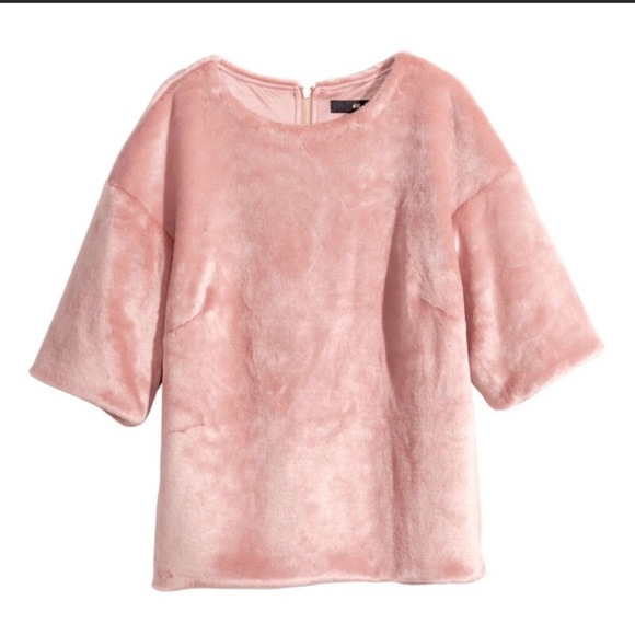 Powder pink fur like sweater short sleeve sizeM - Picture 3 of 6